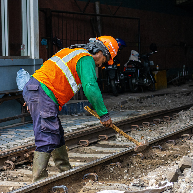 Man working on railroad