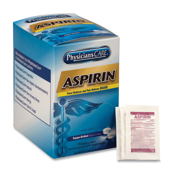 ASPIRIN MEDICATION, 2/PK 50PK/BX