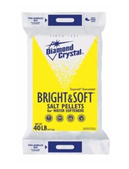White and yellow bag of salt pellets