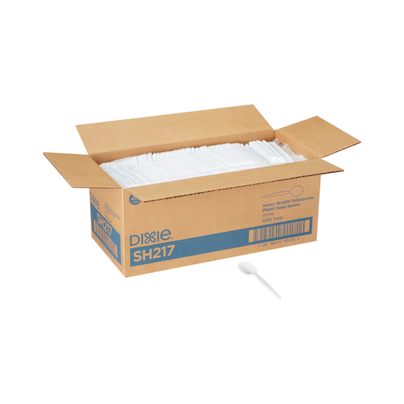 DIXIE HEAVY WEIGHT SOUP SPOON PLASTIC WHITE