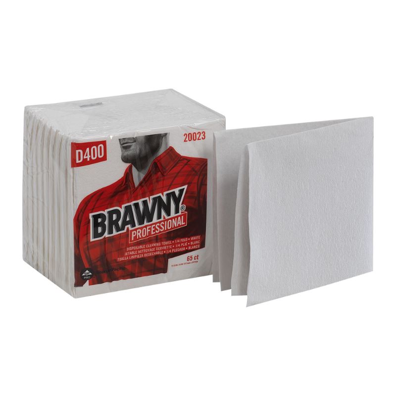 GP PRO Brawny® Professional D400 Disposable Cleaning Towel, 1/4-Fold, White