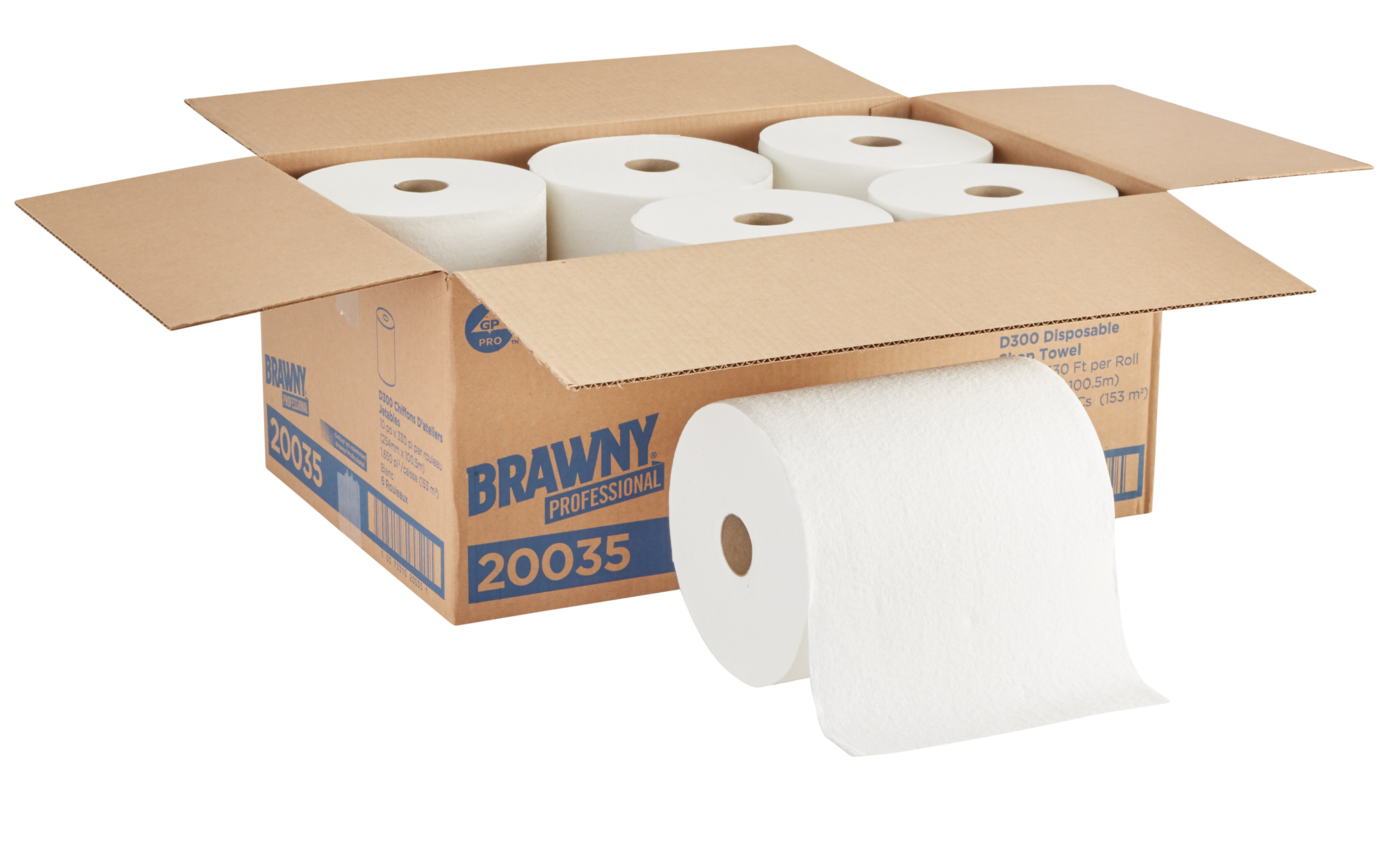 GP PRO Brawny® Professional D300 Disposable Shop Towel, Refill Roll, White