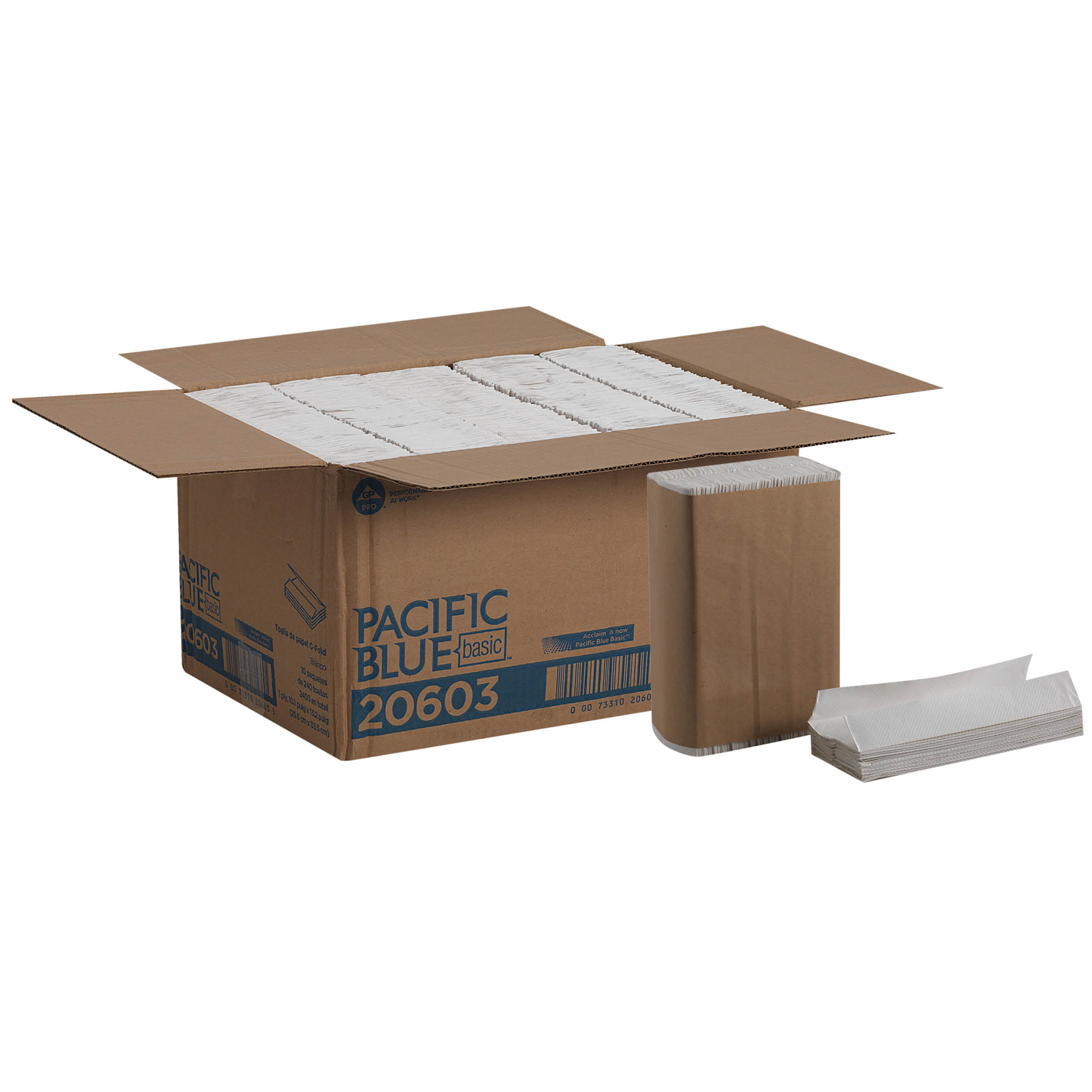 GP PRO Pacific Blue Basic C-Fold Paper Towels White 240/Pack (10 per case)