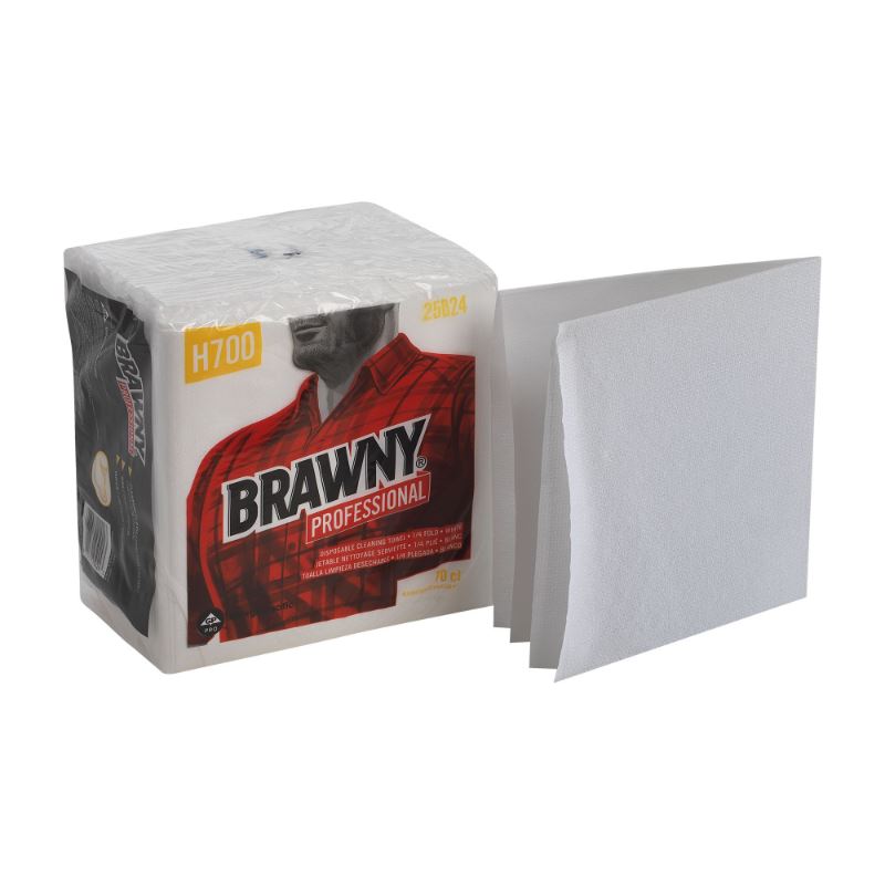 GP PRO Brawny® Professional H700 Disposable Cleaning Towel, 1/4-Fold, White