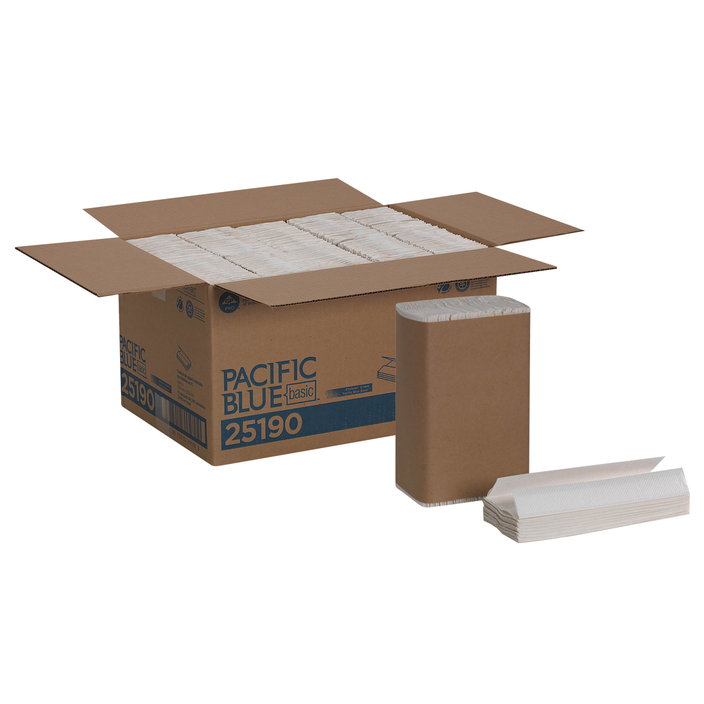 GP PRO Pacific Blue Basic C-Fold Recycled Paper Towel, White 240/Pack (10 per case)