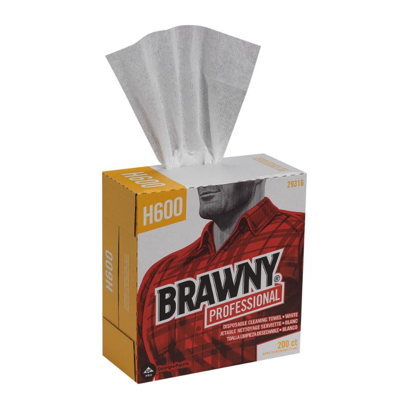 GP PRO Brawny® Professional H600 Disposable Cleaning Towel, Tall Box, White