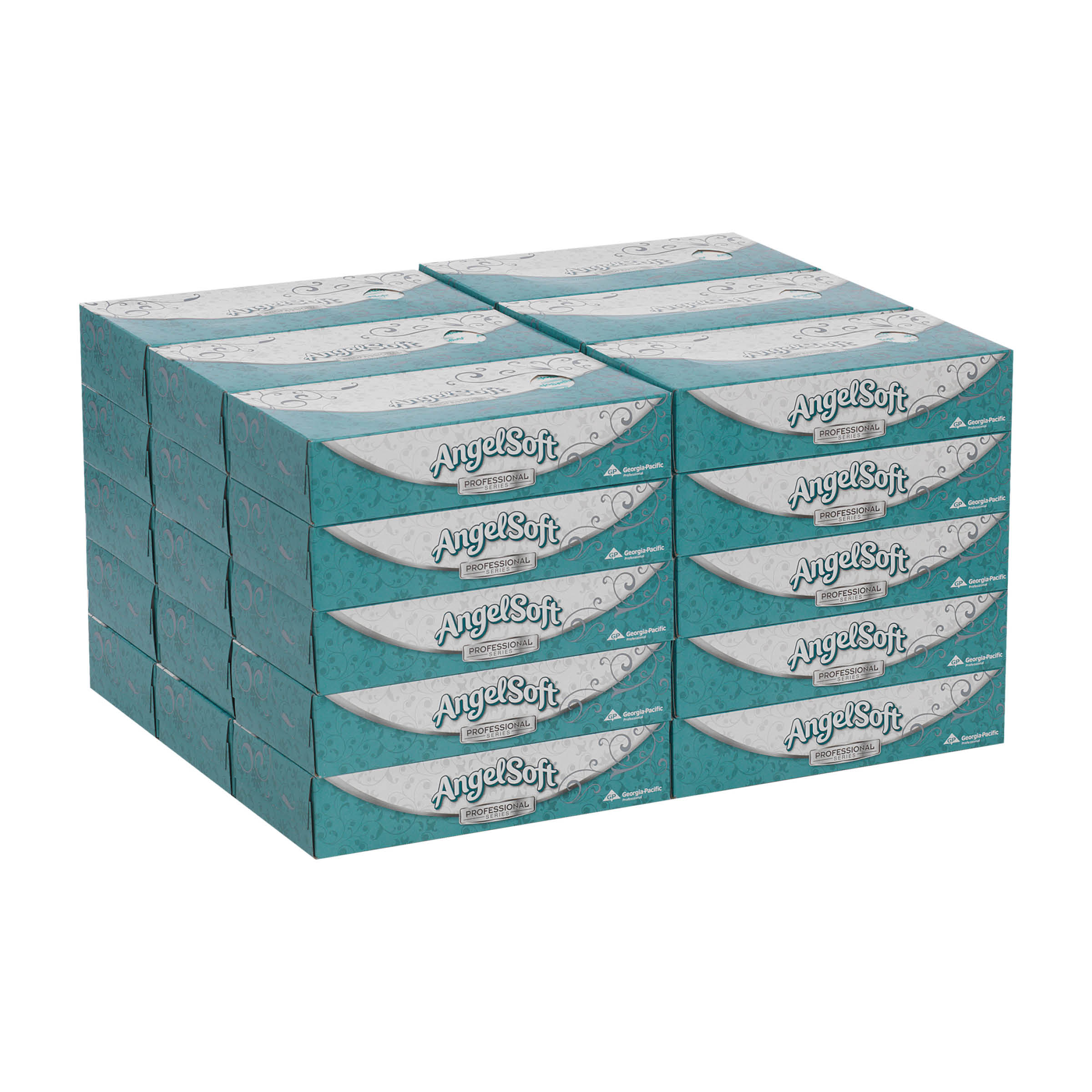 GP PRO Angel Soft Professional Series® Premium 2-Ply Facial Tissue, Flat Box, 48580, 100 SHEETS/BOX, 30 BOXES/C