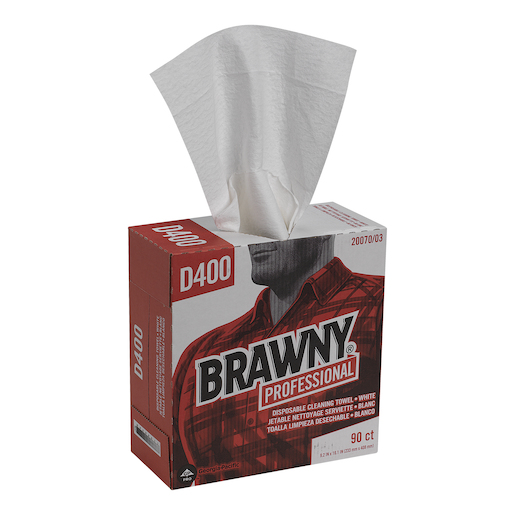 GP PRO Brawny® Professional D400 Disposable Cleaning Towel, Tall Box, White