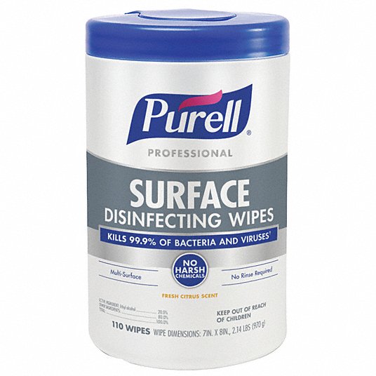 Purell Professional Surface Disinfectant Wipes 110/Container (6/Case)