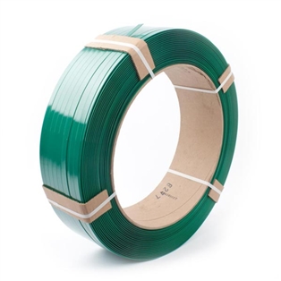 Single roll of green polyester strapping