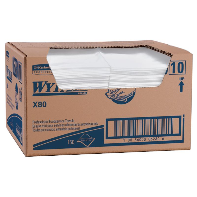WYPALL FOODSERVICE WIPER WH/BL STRIPE 150/CS