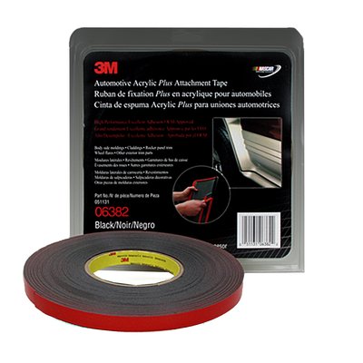 3M™ Automotive Acrylic Plus Attachment Tape 06382, Black, 1.12 mm, 1/2 in x 20 yd, 12 per case