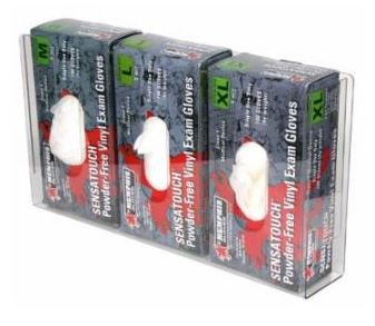 Dispenser Glove 3 Slot Clr Acrylic  9/Case