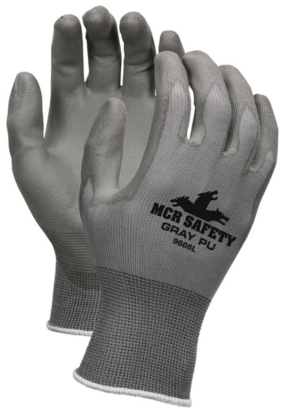 Glove Grey Nylon W/Poly Coating Lg