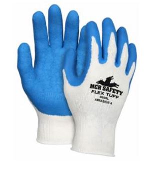 white and blue gloves