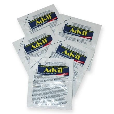 Small bags of advil - 2 per bag