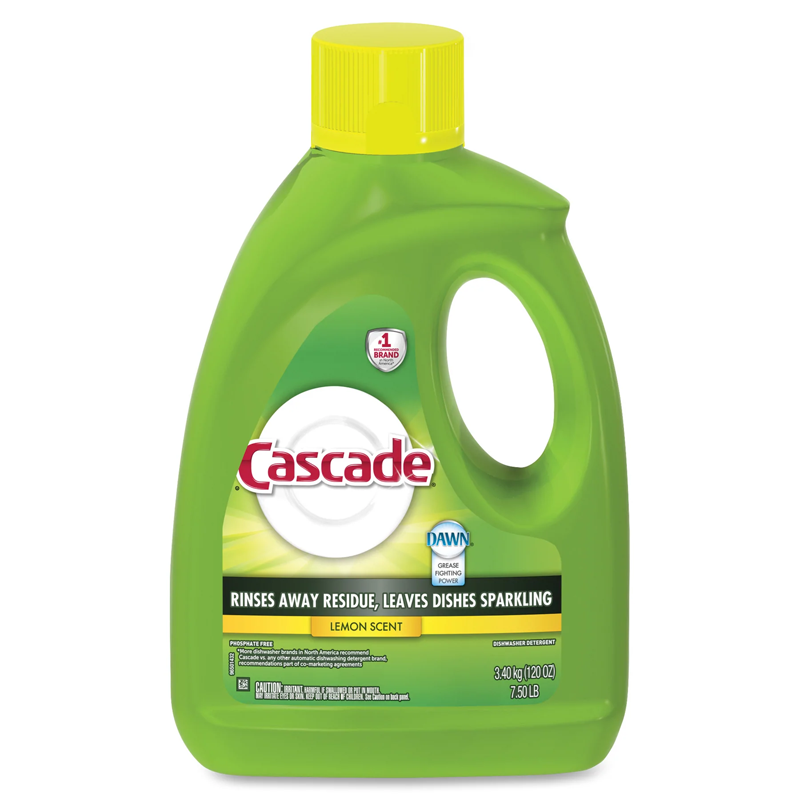Cascade Gel Dishwasher Detergent - Gel - 120 oz (7.50 lb) - Lemon Scent - 4 / Carton - White
