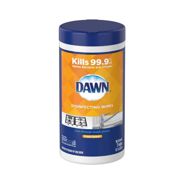 Container of disinfectant wipes