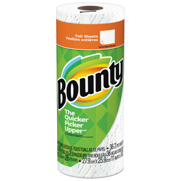 Bounty Paper Towel - 2 Ply - 52 Sheets/Roll - White - Absorbent - 1 Roll