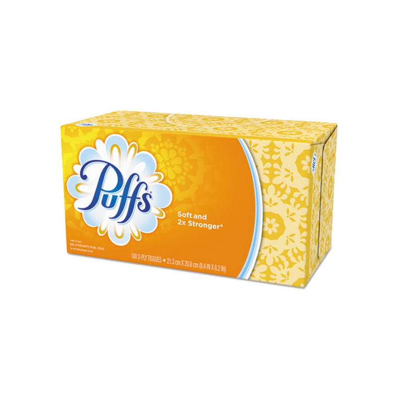 Puffs Basic Facial Tissue - White - Soft - 180 Quantity Per Box - 24 / Carton