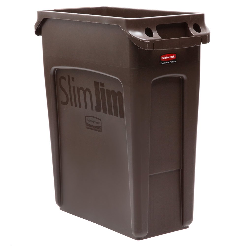 brown trash can