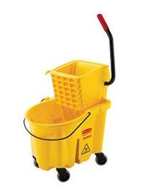 yellow mop bucket