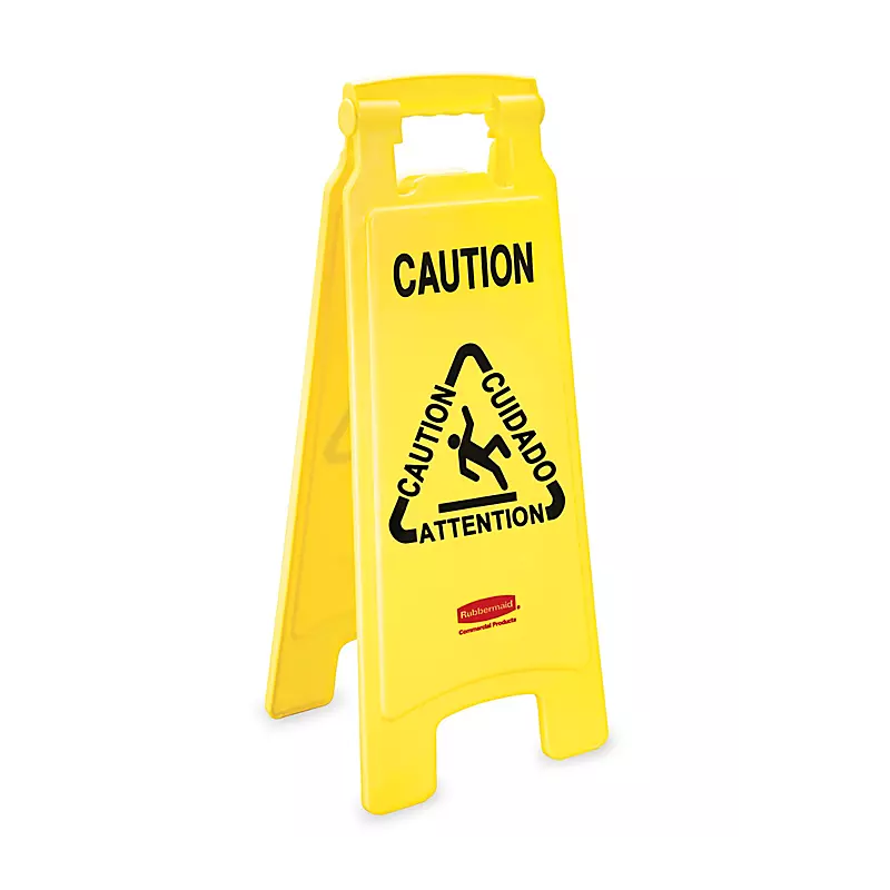 26 in Multilingual "Caution" Sign, 2-Sided, Yellow