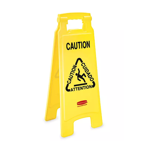 26 in Multilingual "Caution" Sign, 2-Sided, Yellow