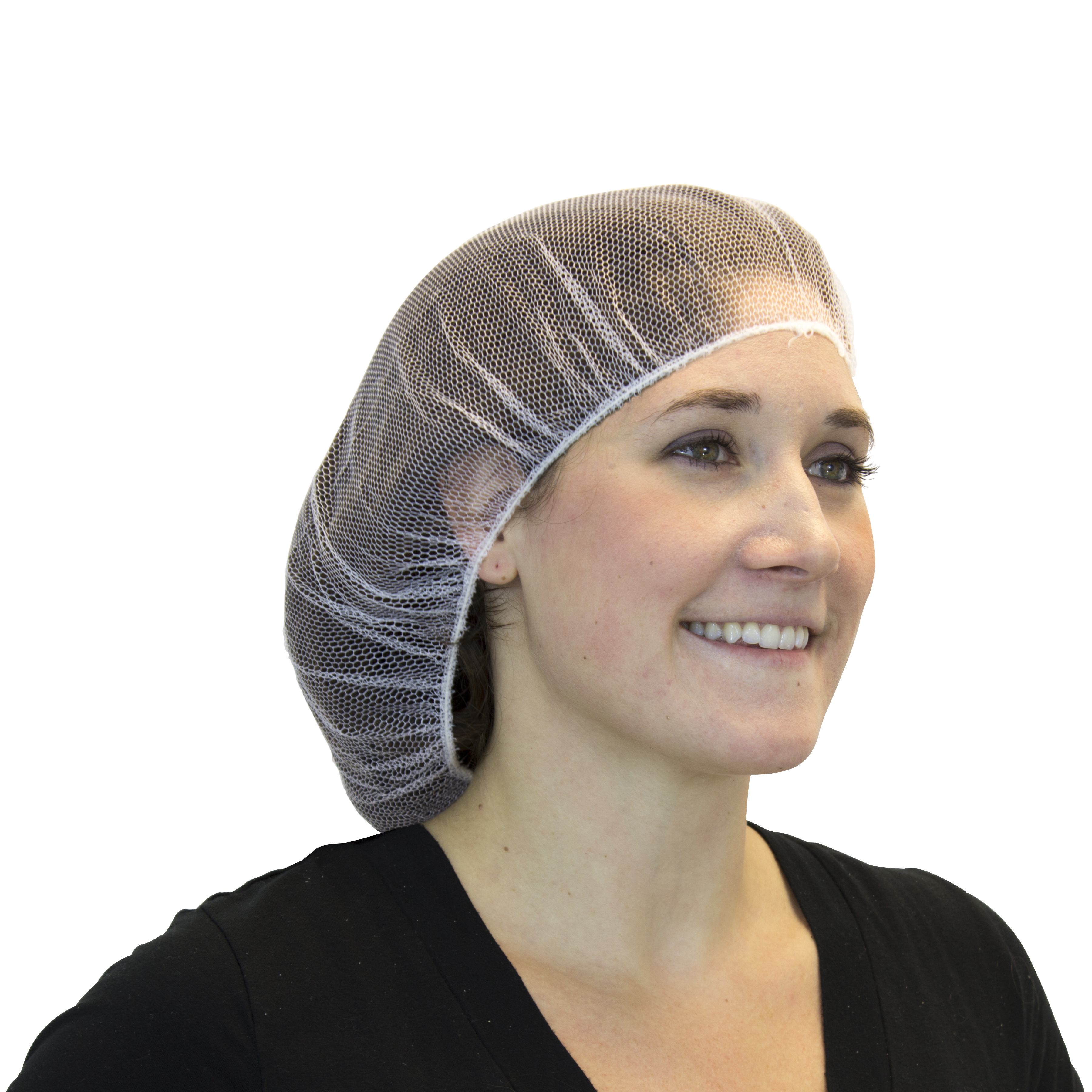 24” White Heavyweight Polyester Hairnet, 100/BG 10BG/CS