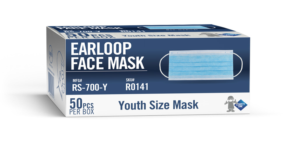 3PLY Youth Face Mask Blue 50/Box (10/CS)